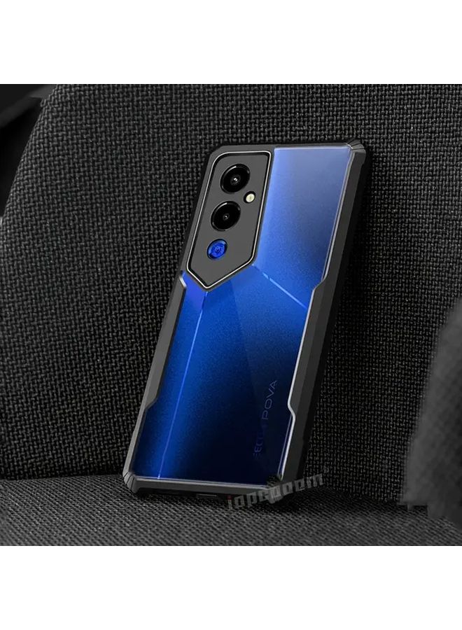 Shockproof Clear Phone Case for Tecno Pova 5 Transparent Acrylic Cover Black - Image 3